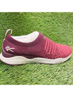 Kuru Stride Womens Size 6.5 Pink Maroon Athletic Walking Slip On Shoes Sneakers